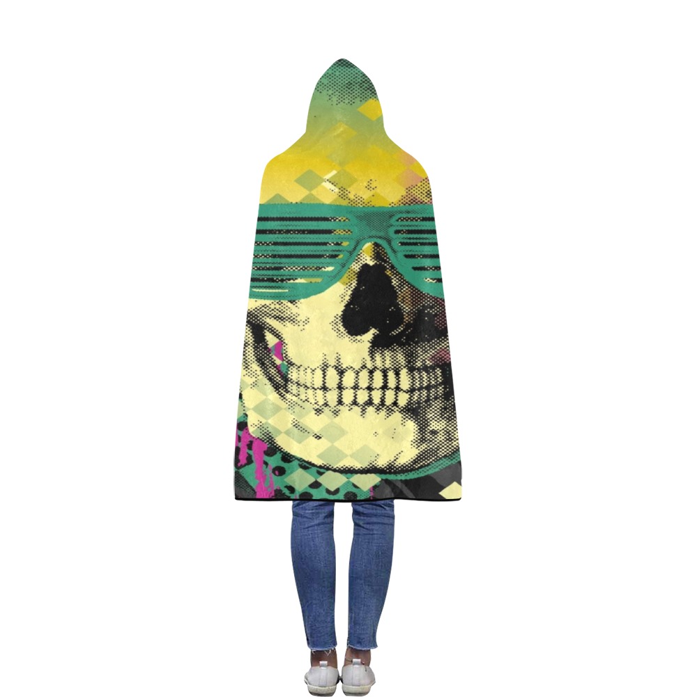 Flannel Hooded Blanket 50x60 inch with colorful design, soft and cozy, perfect for relaxing.