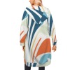 Women's long hooded coat with abstract pattern, full zip, long sleeves and pockets. Inkedjoy custom design.