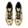 Beige space leather high-top sneakers with custom print, lace-up design, for men