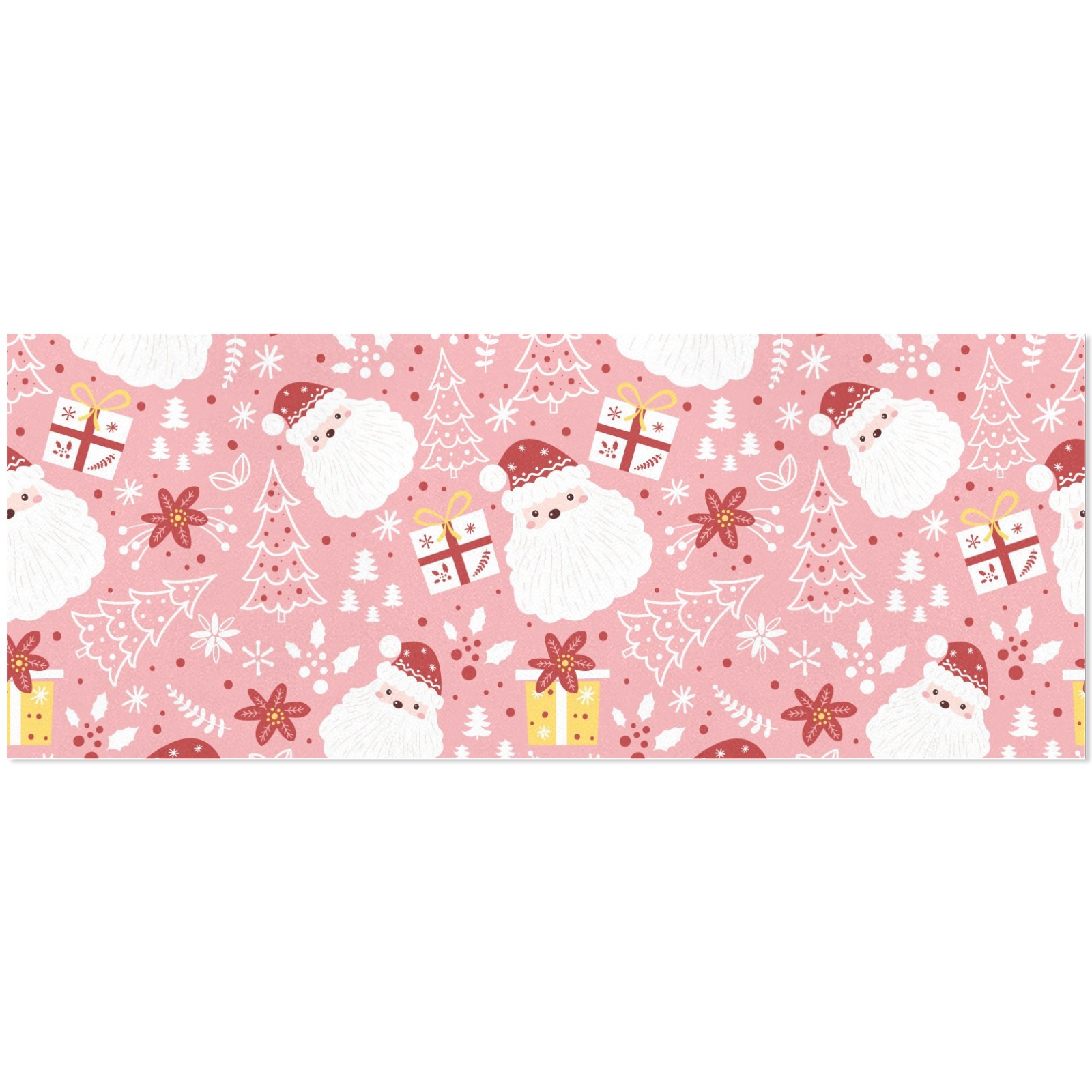 Pink gift wrapping paper roll with Santa Claus pattern for Christmas. 58"x 22.8" roll.