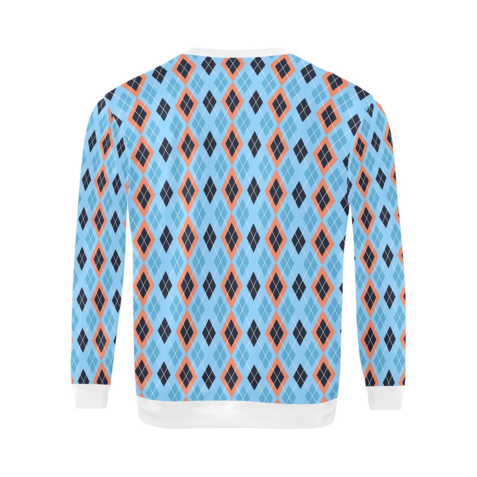 Men's crew neck sweatshirt with diamond pattern, 100% polyester, suitable for spring, autumn, and winter wear.