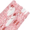 Pink gift wrapping paper roll with Santa Claus pattern for Christmas, 58" x 22.8", gift packaging.