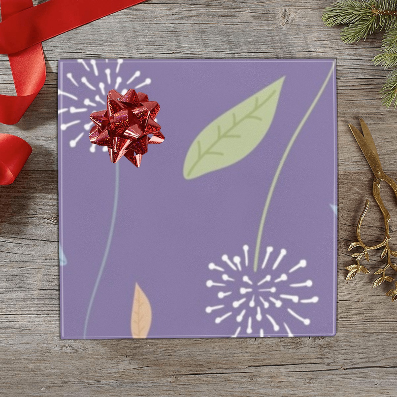 Purple Gift Wrapping Paper with floral design, perfect for birthdays and holidays.