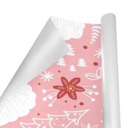 Pink floral gift wrapping paper roll, 58" x 22.8", Christmas holiday design