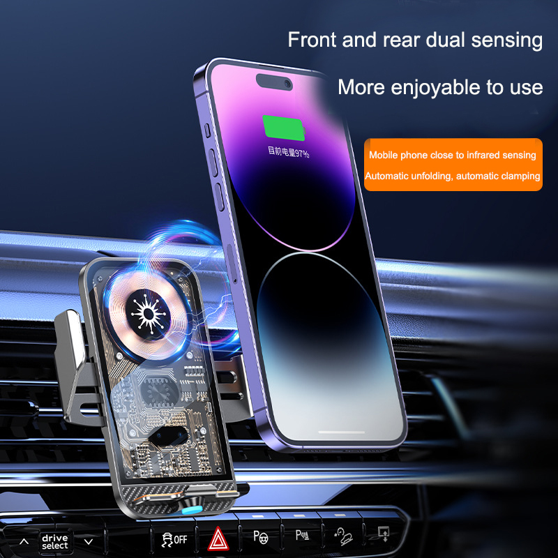 C11 car holder wireless phone charger infrared induction opening and closing navigation punk style