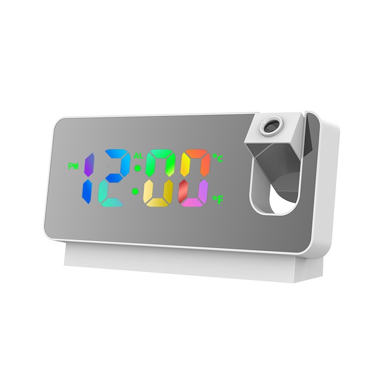 Small bedside clock across a dim room, hard to read from the bed
