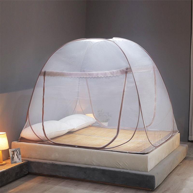 Mongolian bag mosquito net installation-free steel wire bottomless folding single-door magic