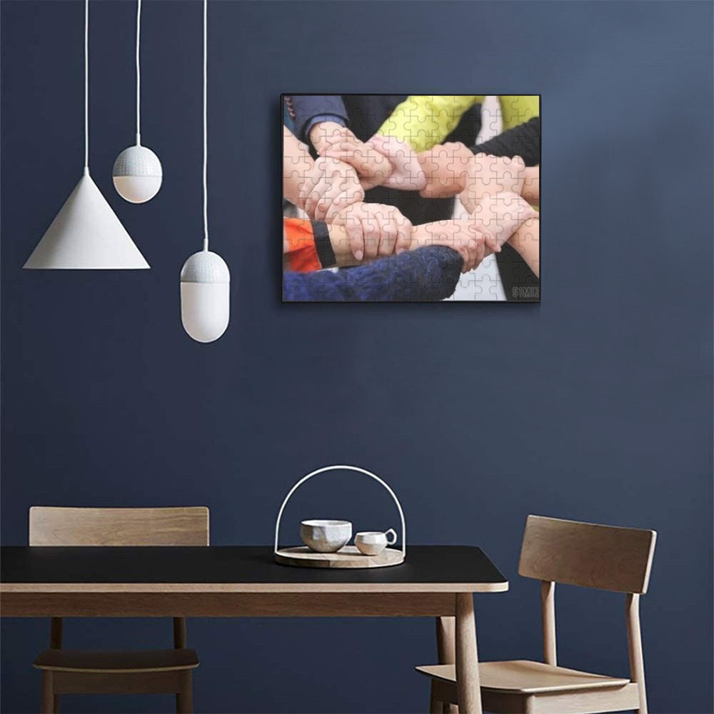 Custom Photo Puzzle framed, displayed on wall, wooden puzzle, personalized gift, Inkedjoy