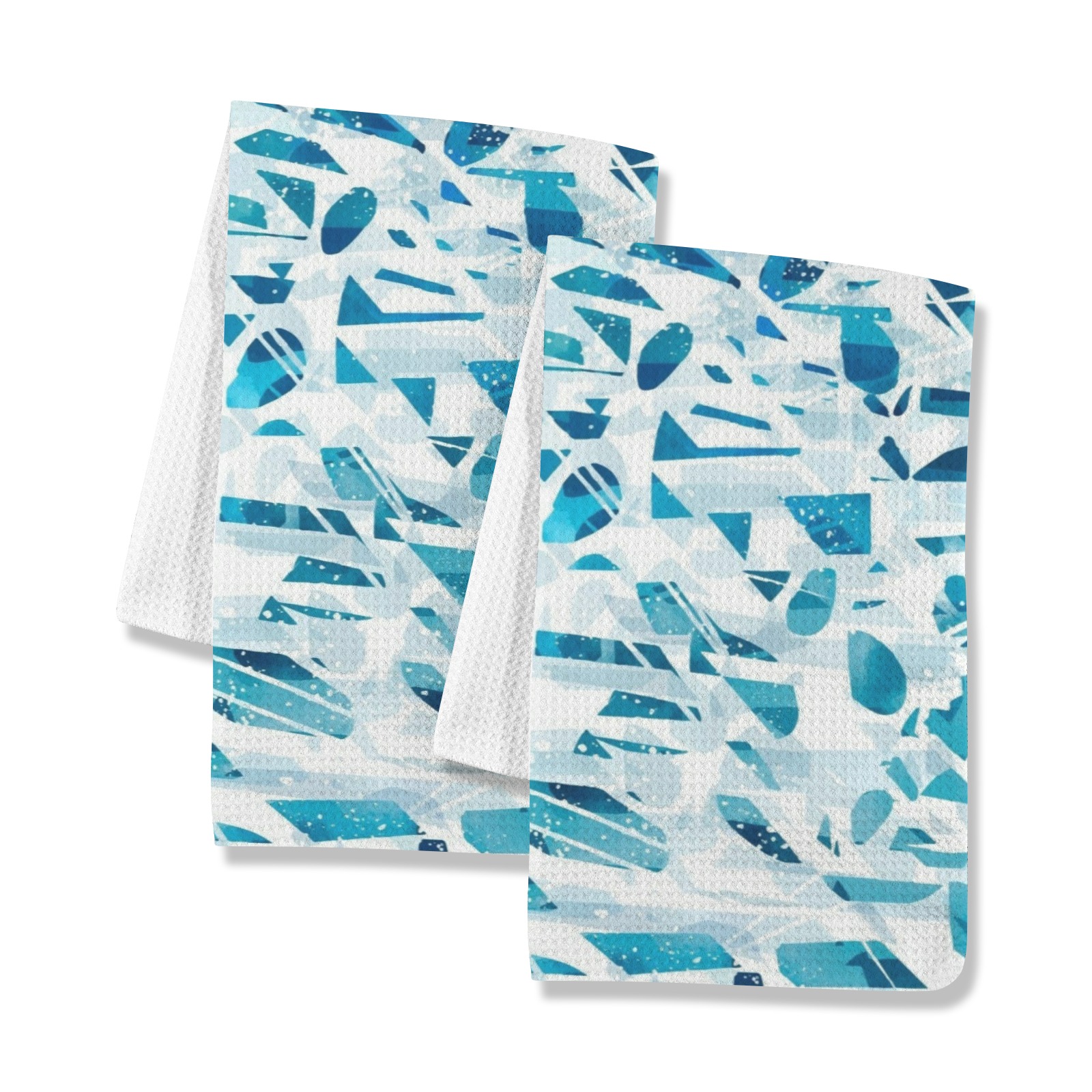 Blue leaf patterned kitchen hand towels, soft and absorbent, 40x60cm, Made in USA.