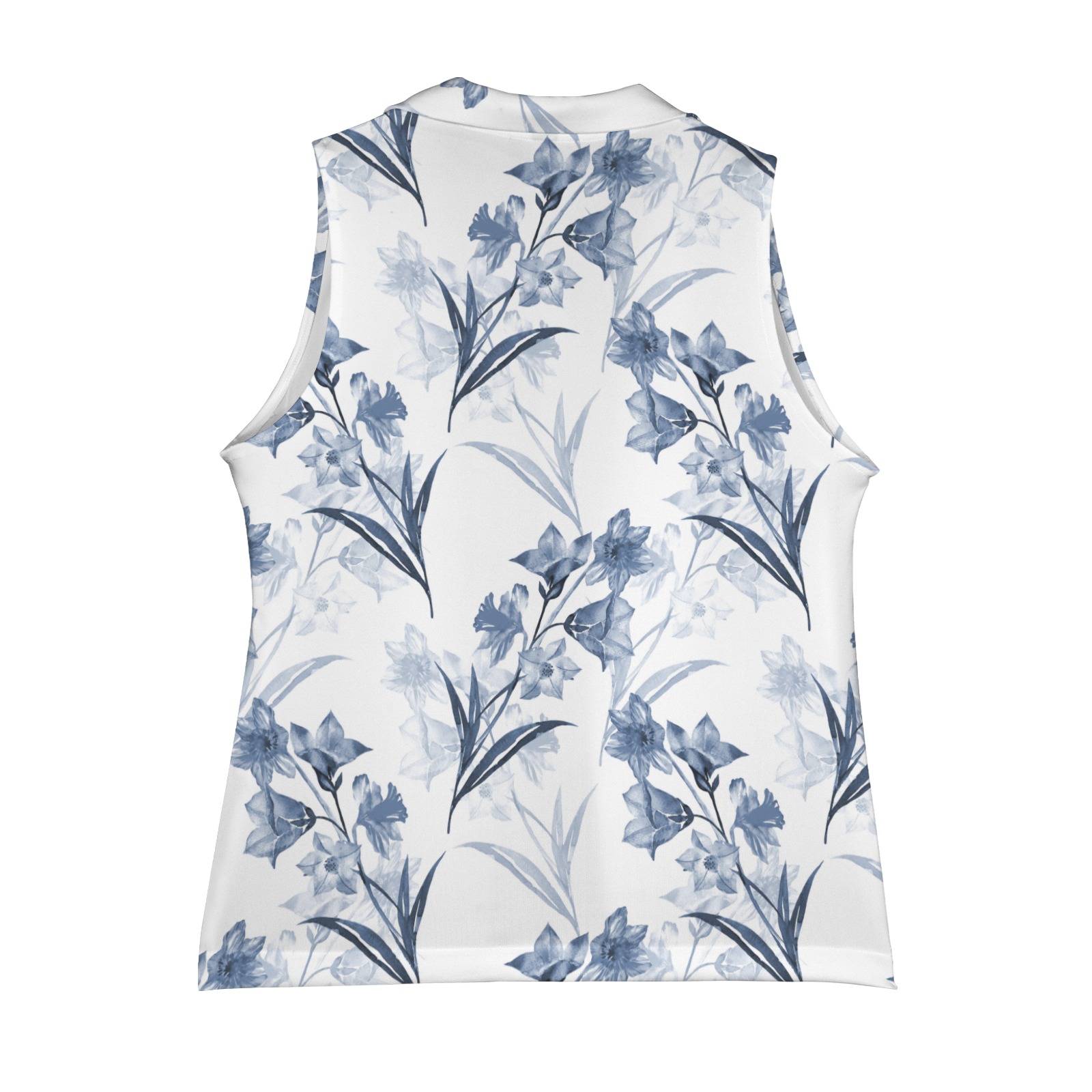 Women's Sleeveless Blazer with Floral Print, Polyester for Business and Office Wear