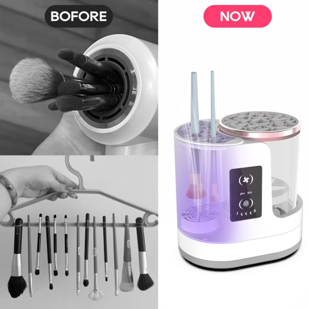 Dirty clumped brushes compared with a clean neat set after cleaning