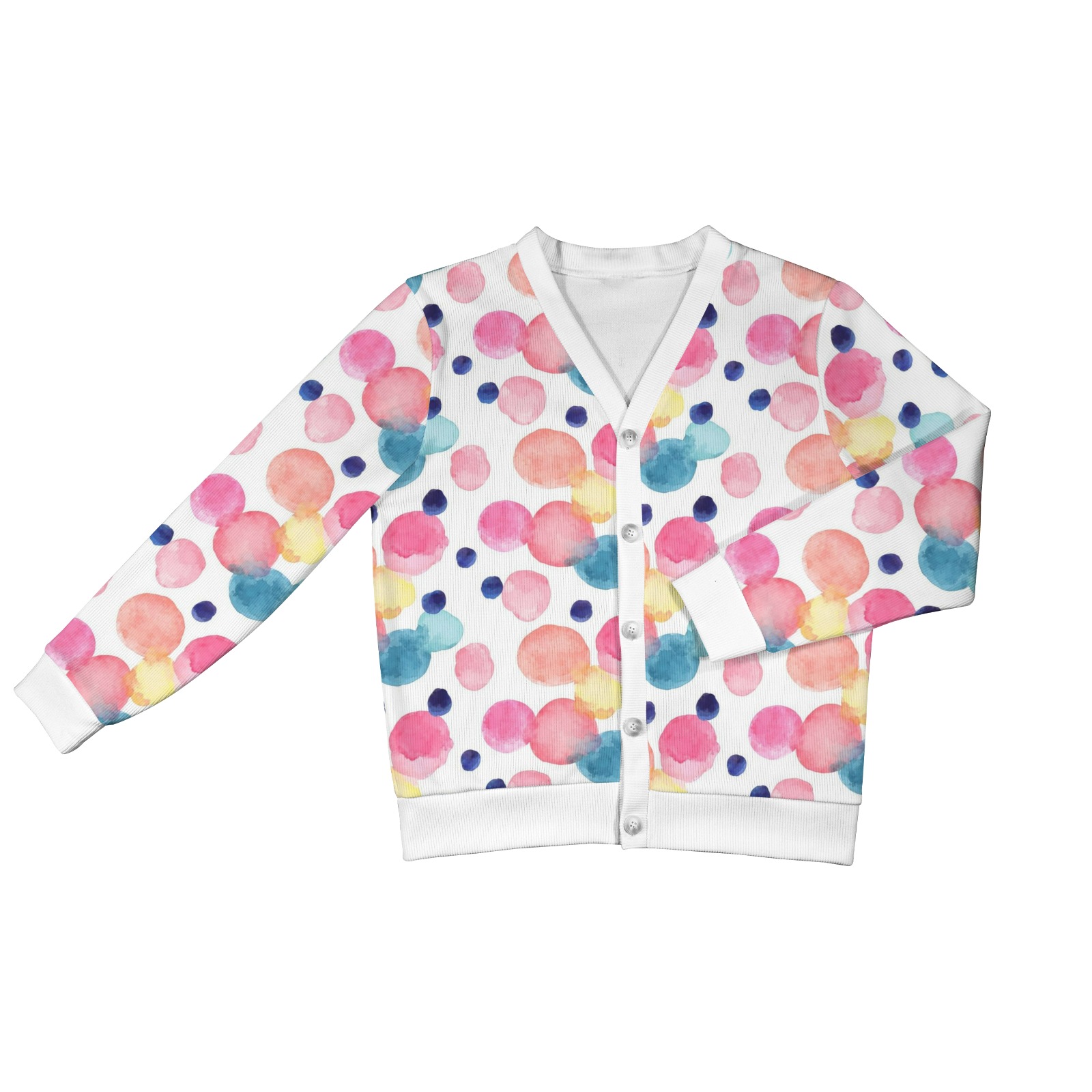 Women's cardigan with colorful polka dot print, comfortable and stylish for daily wear