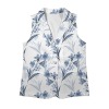Women's Sleeveless Blazer with floral print, polyester, for business or office.