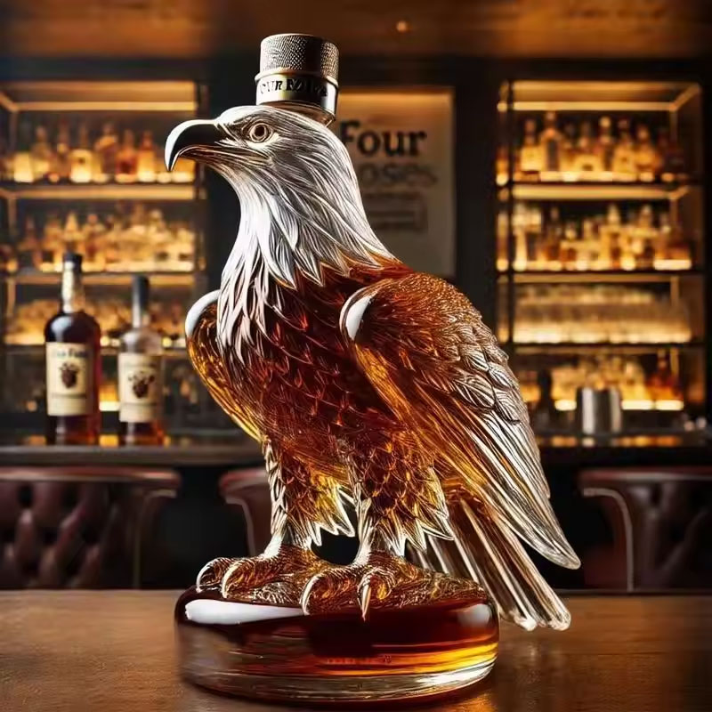 Small Eagle - shaped Whiskey Decanter. Ideal for Dad or Husband. Exquisite Glass Bottle, Perfect for