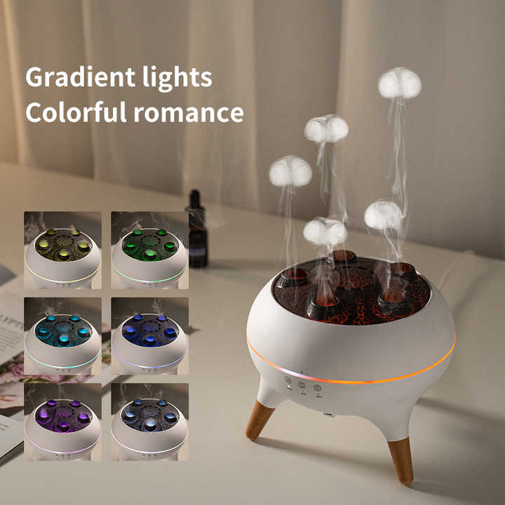 Gradient light colour swatches shown around the diffuser base