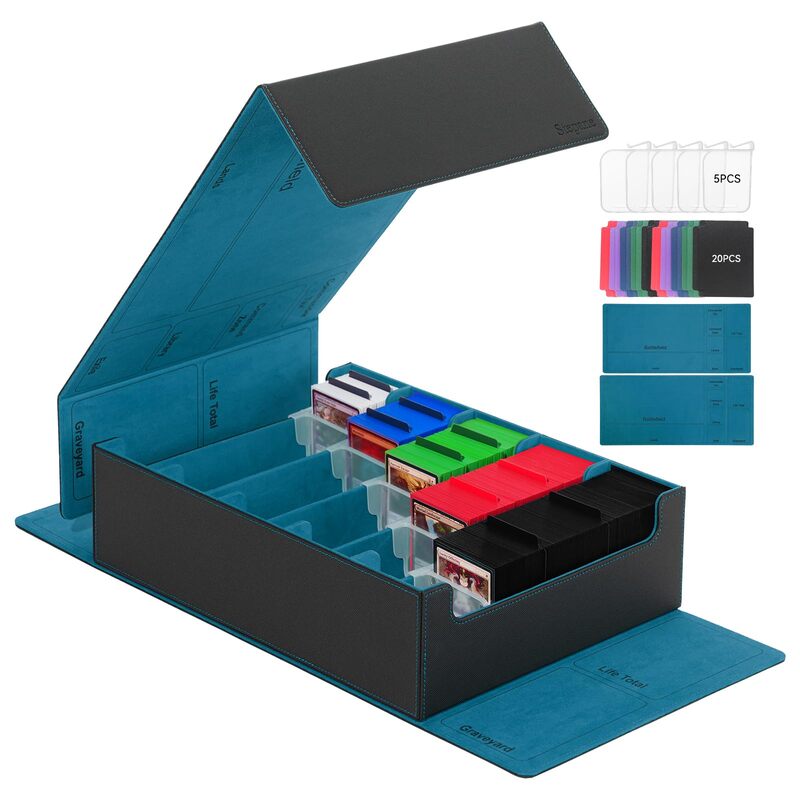 3800+ Capacity Card Storage Box. Includes 20 Dividers, 5 Supporters, Leather Magnetic Closure. Great