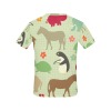 Men's all-over print crew neck T-shirt featuring a playful animal pattern, made of polyester, perfect for summer wear.