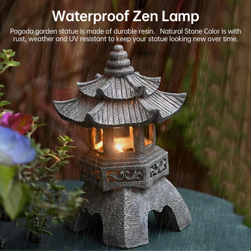 Warm lantern glow beside a patio chair in the evening garden