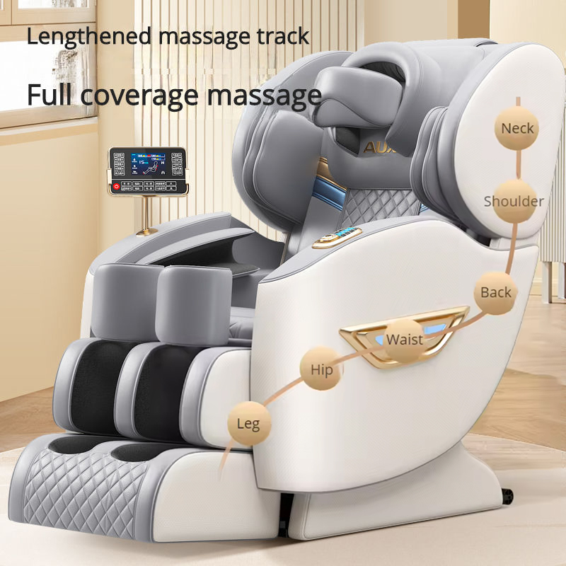 Massage chair body zone diagram covering neck to foot