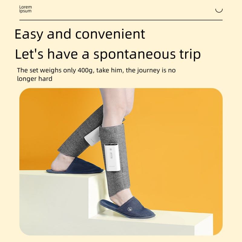 Woman on steps holding grey leg massager with 400g weight callout
