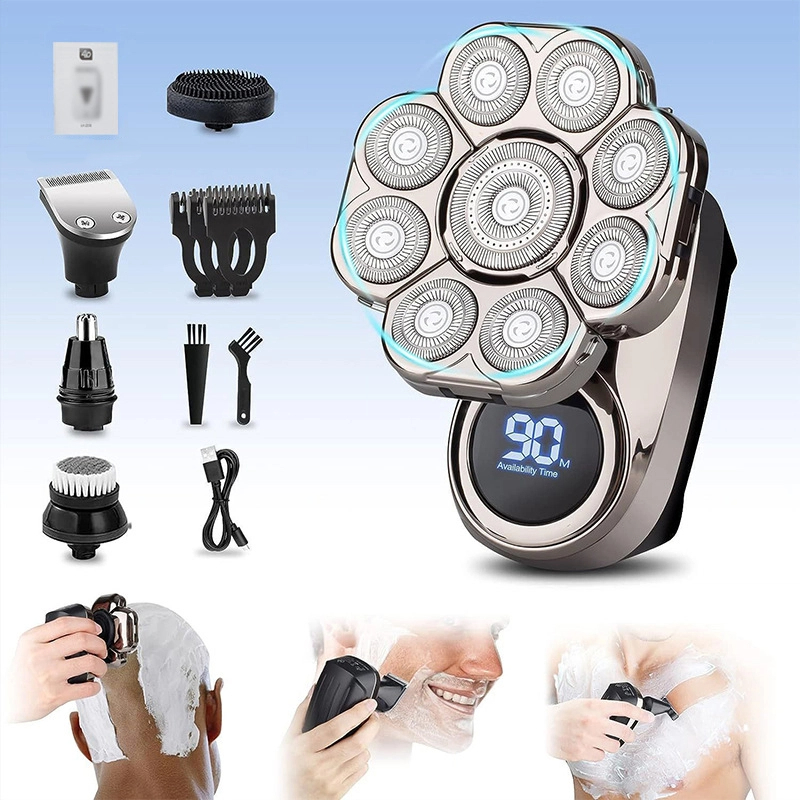 Rotary shaver with floating heads ready for a smooth morning shave