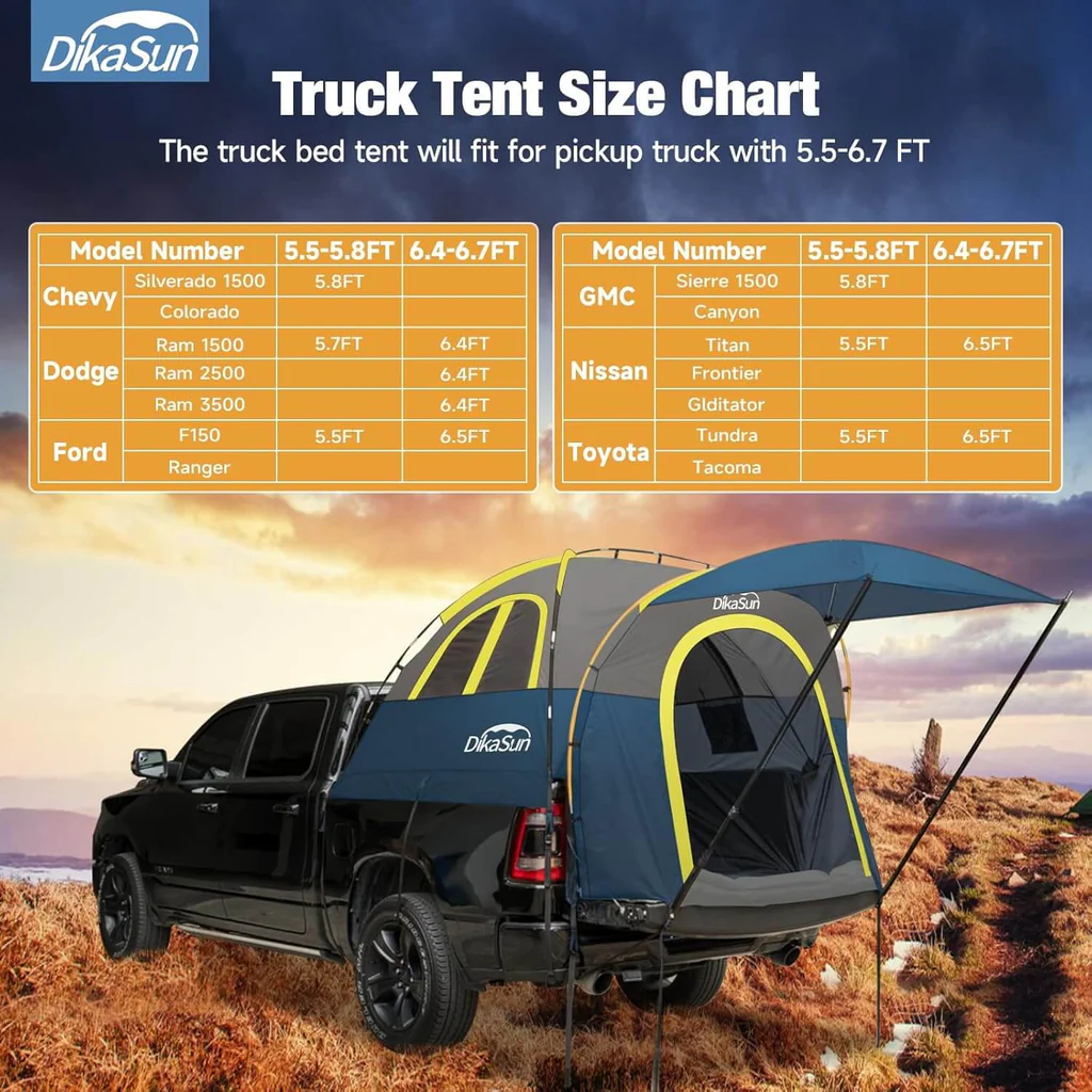 Open pickup truck bed exposed to rain and dark night sky