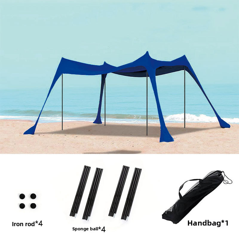 Family beach tent, large pop-up parasol, beach shelter, sun shade. Stable poles with portable carry