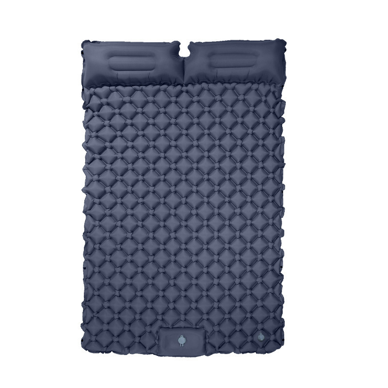 Outdoor double inflatable sleeping pad – with built-in pillow & pump, for camping, backpacking