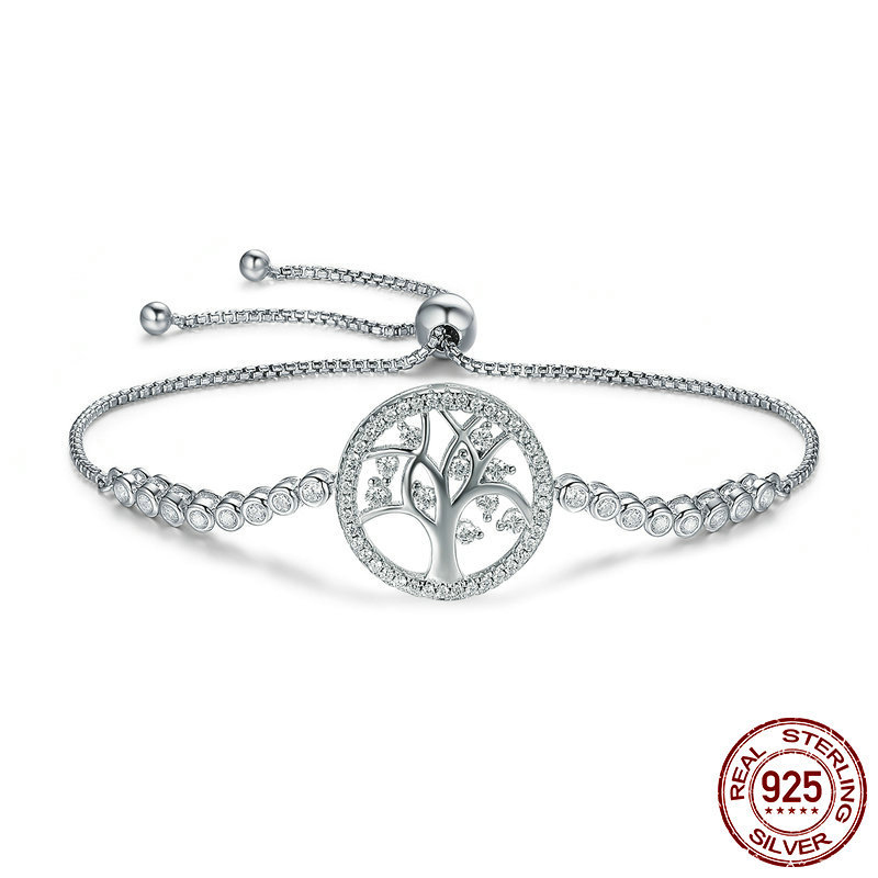 S925 sterling silver bracelet shining tree of life