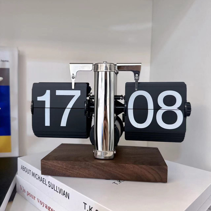 Retro flip digital clock, battery - powered mechanical clock