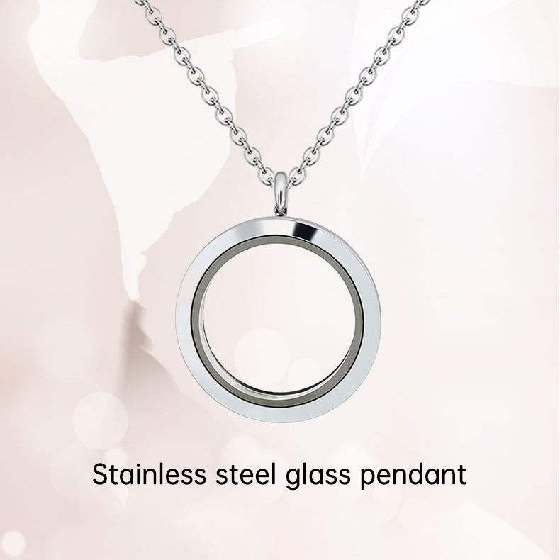 20mm/25mm/30mm Glass Floating Lockets Pendant Stainless Steel Magnetic ...