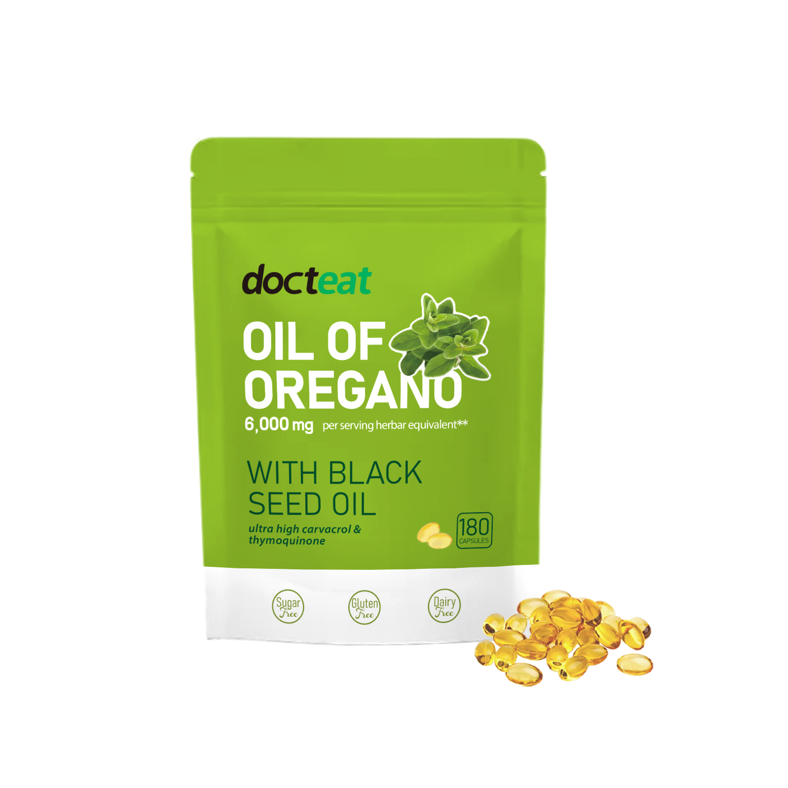 Docteat Oregano Oil Capsules Body Care Enhances Overall Vitality Pure Formula Daily Nutritional Supplement