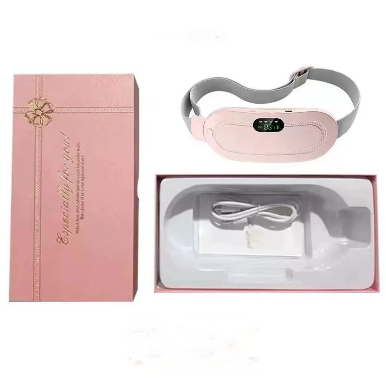 Warm massage belt with grey strap set out for the next cycle