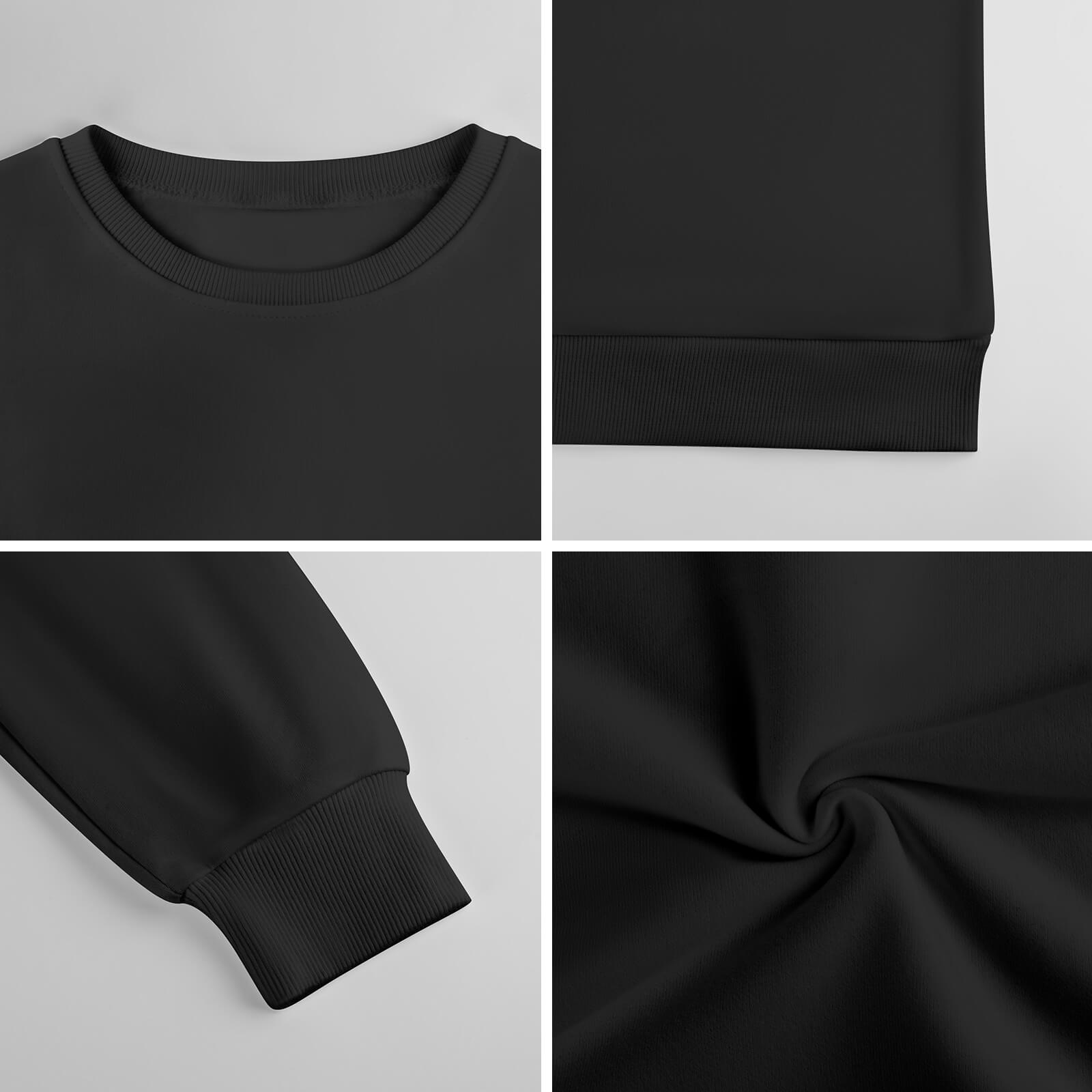 Men's black  heavy cotton long sleeve shirt. Soft, breathable, and comfortable round neck design.