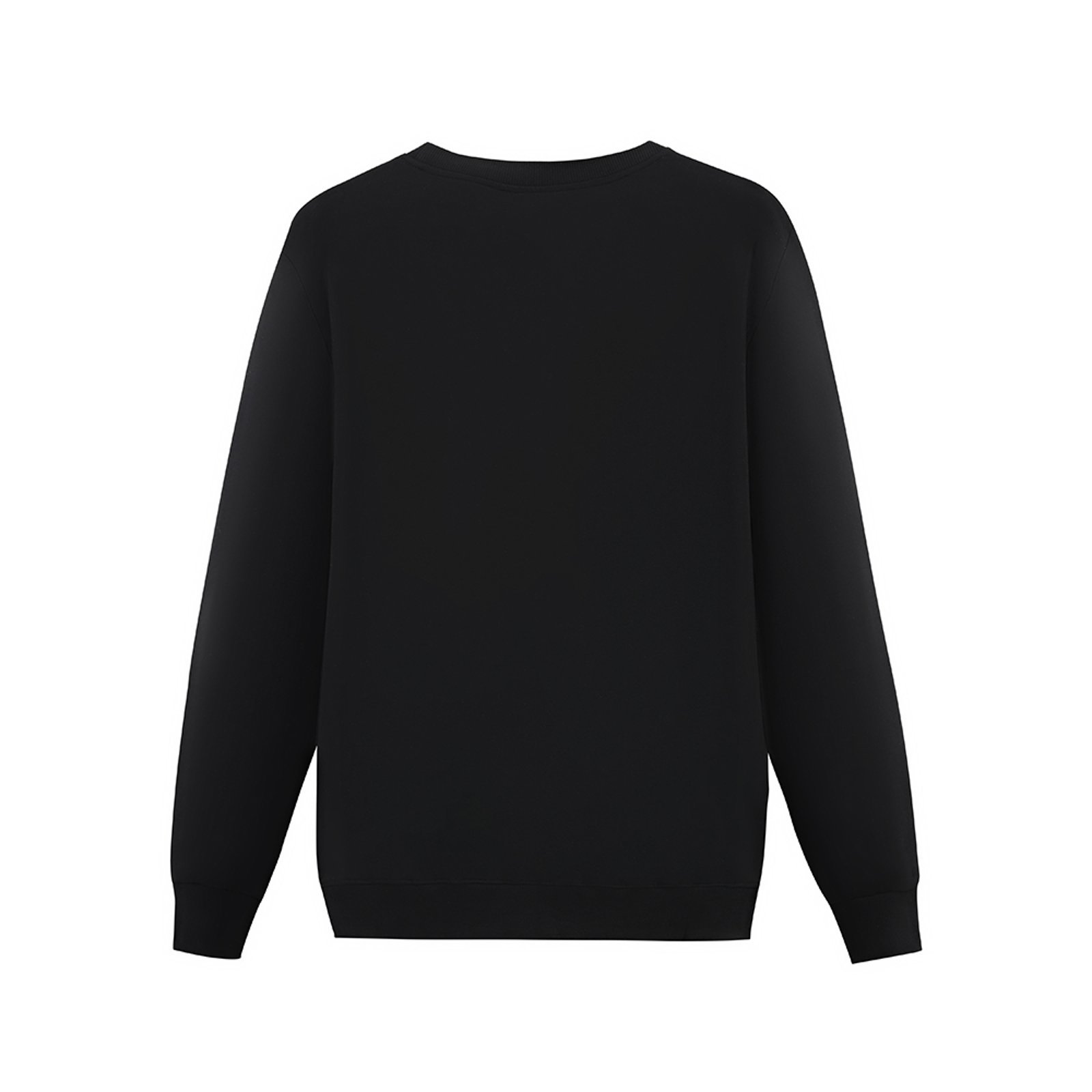 Men's black heavy cotton long sleeve shirt. Soft, breathable, and comfortable round neck design.