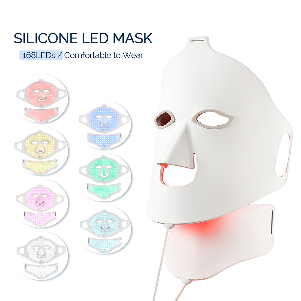 Silicone beauty mask LED photon rejuvenation facial mask instrument red and blue light large row light spectrometer