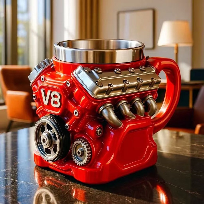V8 Engine Mug | Stainless Steel Coffee Cup for Car Lovers