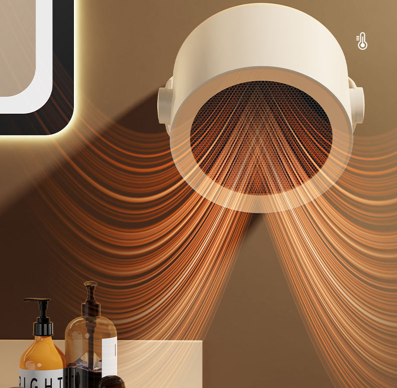 Warm airflow streaming from a heater in a bright bathroom