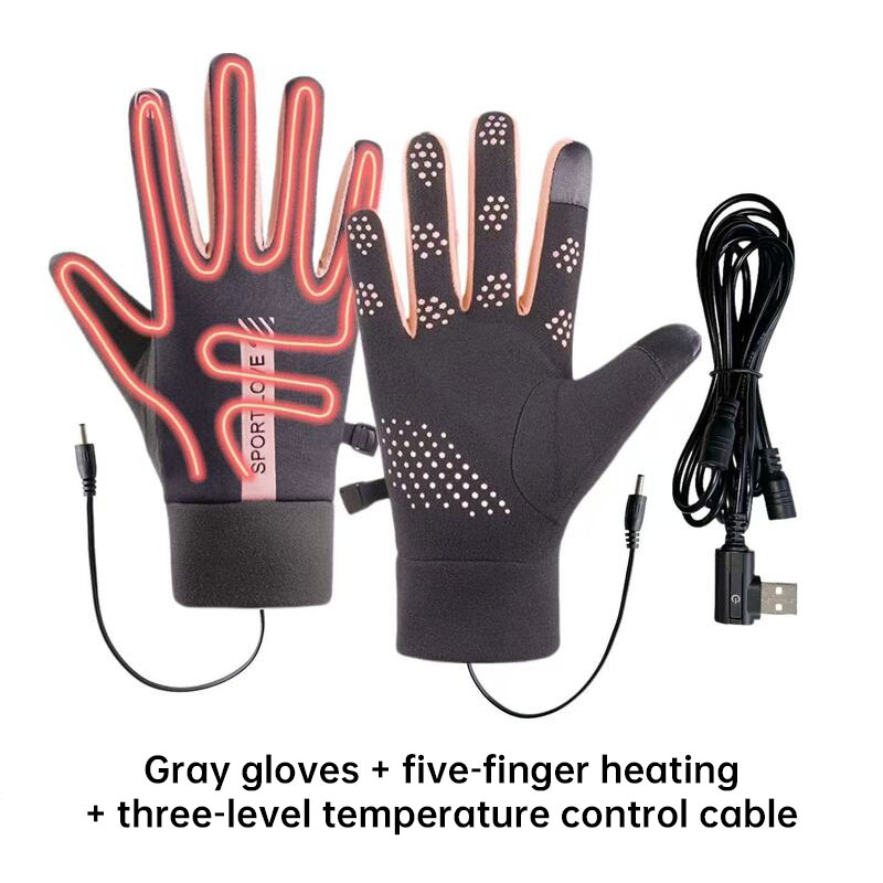 USB Rechargeable Heated Gloves with Adjustable Temperature, Anti-Slip & Touchscreen for Winter