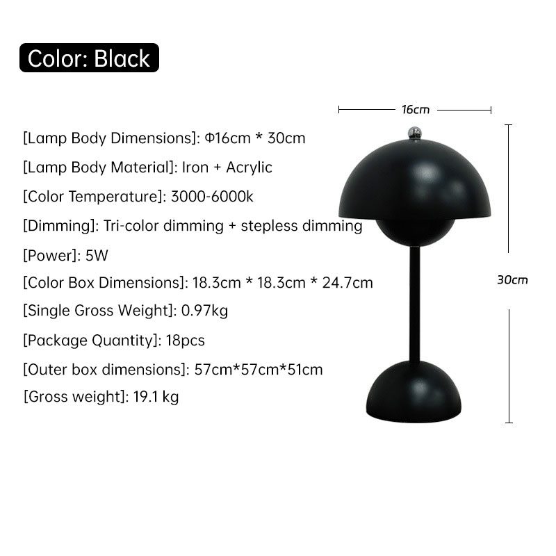 Nordic Mushroom Night Light, Rechargeable Touch LED Lamp for Home Decor, Bedroom, Desk, Wedding