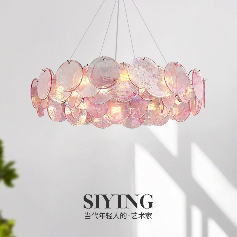 Luxury living room chandelier, designer-created stained glass dining room and bedroom lighting