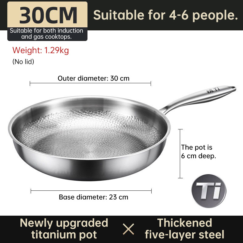 30cm Pure Titanium Nonstick Frying Pan - Coating-Free Patter