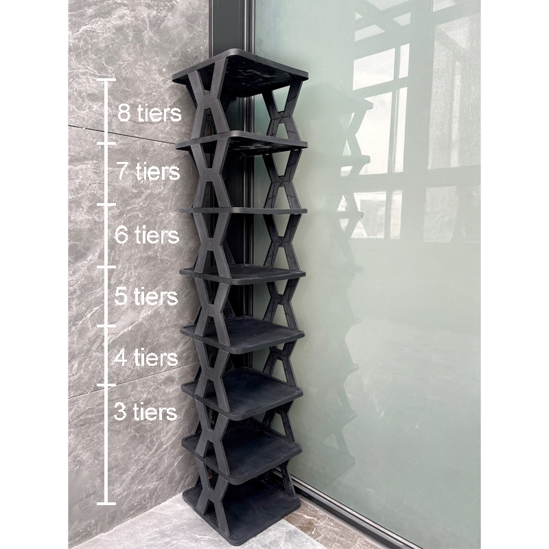 Stackable Plastic Shoe Rack, Vertical Dustproof Shoe Organiz