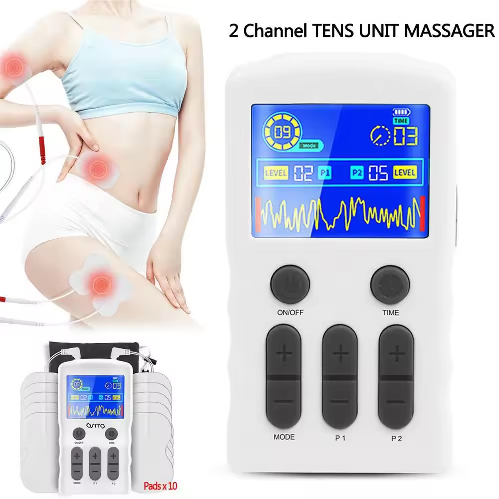 Heating pad and pill bottle on a bedside table