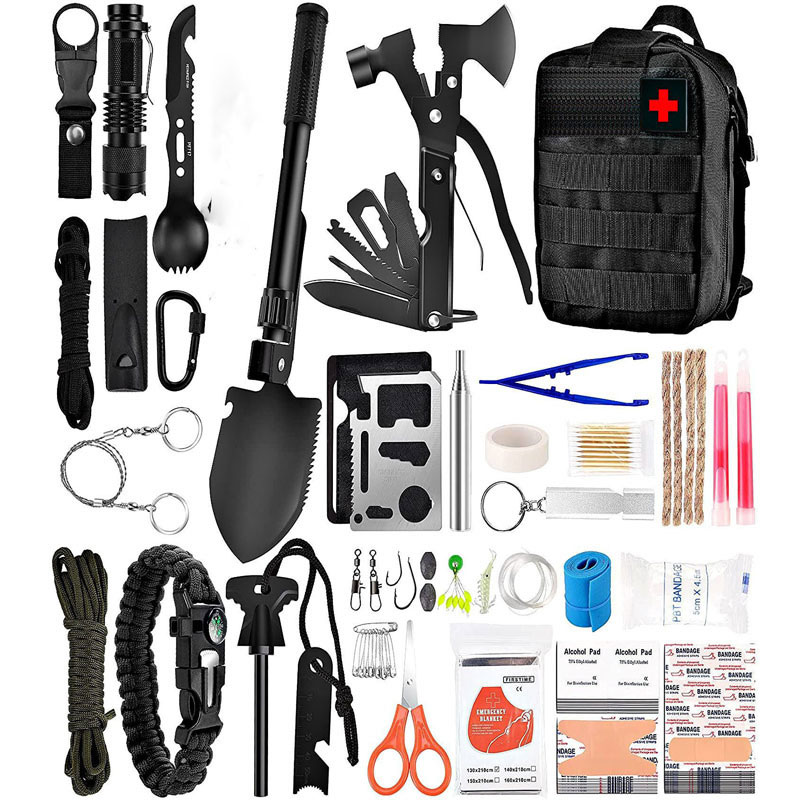 Multi-functional Outdoor First Aid Kit, Emergency Survival Gear with Trauma Bag for Camping, Hiking