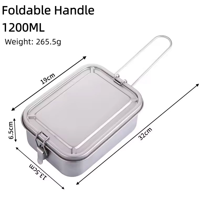 Titanium Lunch Box with Lid & Folding Handle – Leak-Proof, Lightweight for Camping, Hiking, Picnic &