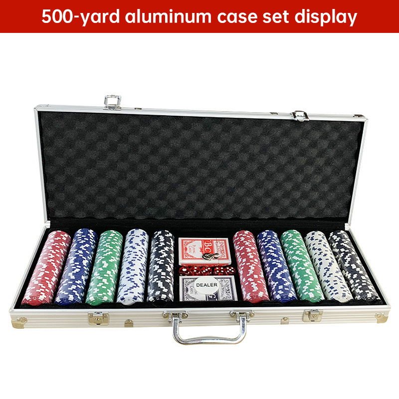 500 PCS Poker Chip Set in Locking Aluminum Briefcase - Texas Hold'em Gambling Kit with Dice, Dealer
