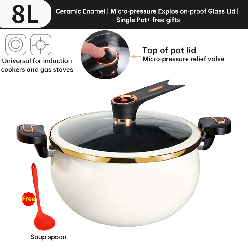 Modern 7L Micro-Pressure Soup Pot - 27cm Non-Stick Stewing Casserole, Includes Spoon, Safe for