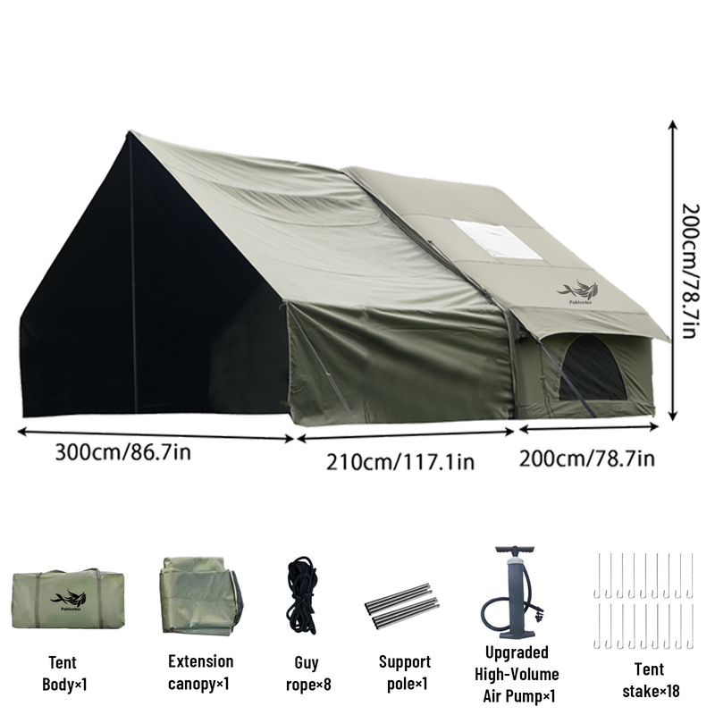 Large Inflatable Glamping Tent with Skylight, Breathable Mesh Air Tent for Summer Camping &