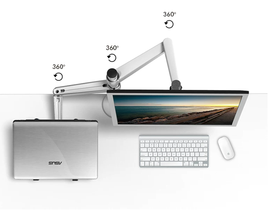 Dual Monitor Arm Mount, Aluminum (2 Screens) 5